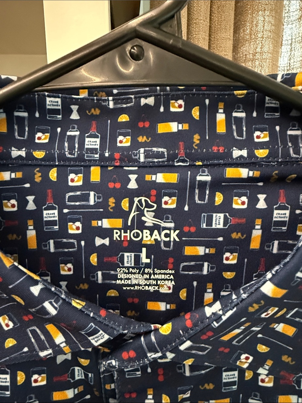 Rhoback Navy Coctail Multicolor Icon-Print Short Sleeve Golf Polo - Picture 2 of 3